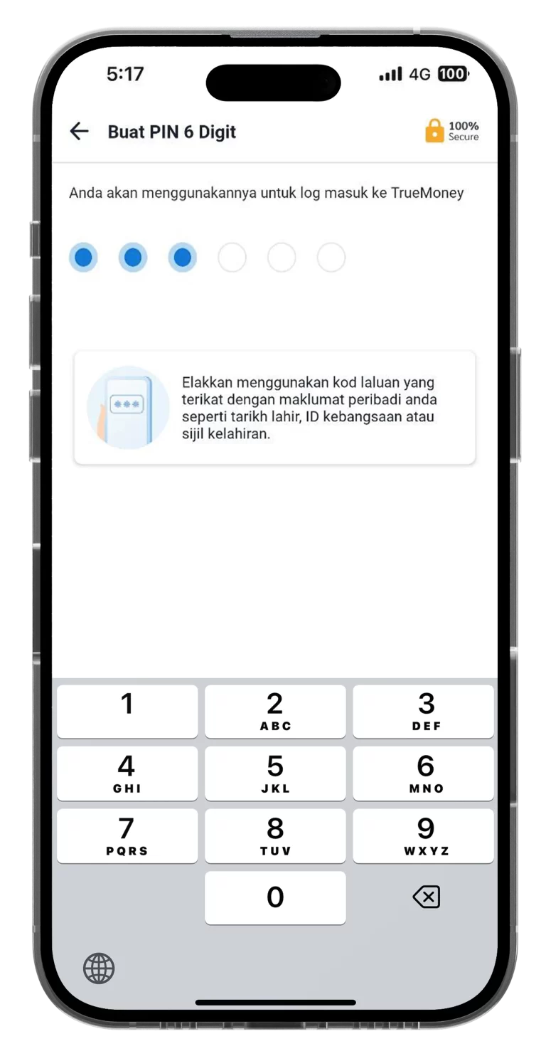 5. Setkan PIN 6-Digit dan sedia digunakan