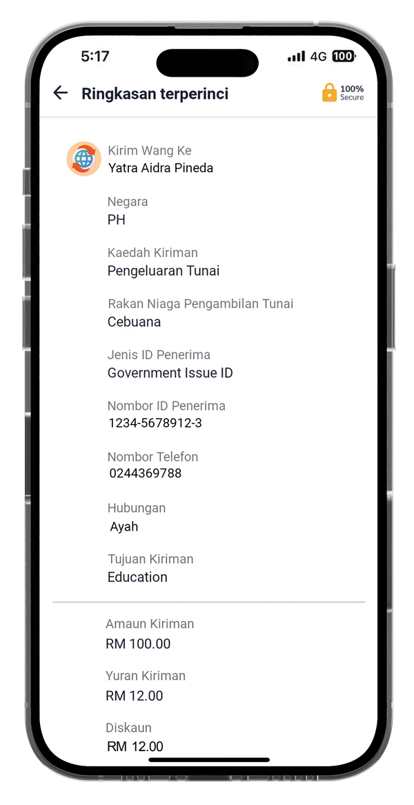 6. Semak butiran transaksi