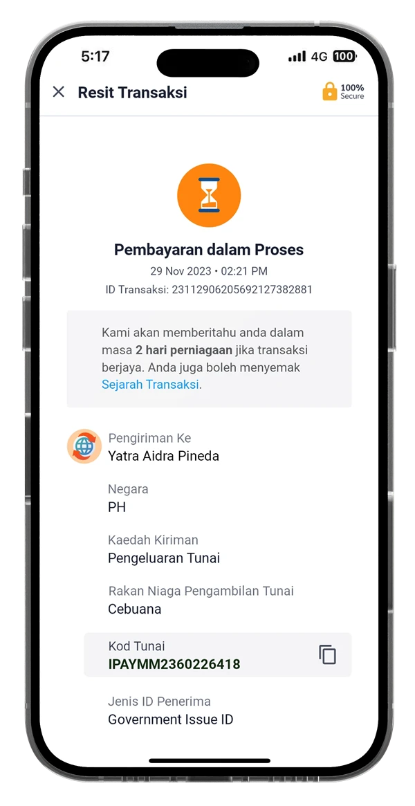 8. Anda akan menerima resit transaksi