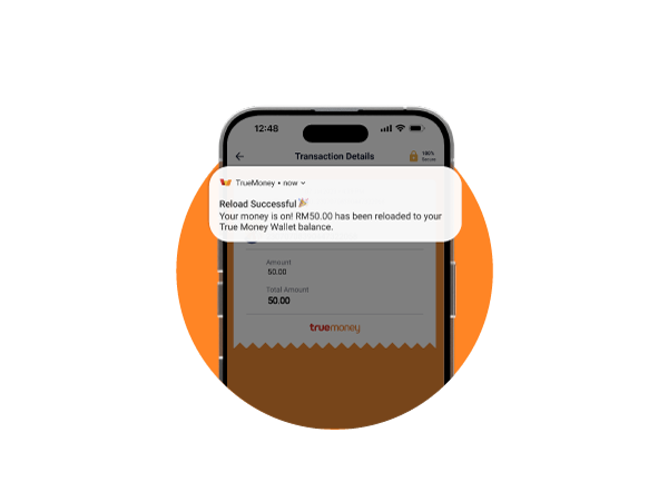 3. Terima notifikasi apabila anda berjaya tambah nilai di aplikasi TrueMoney